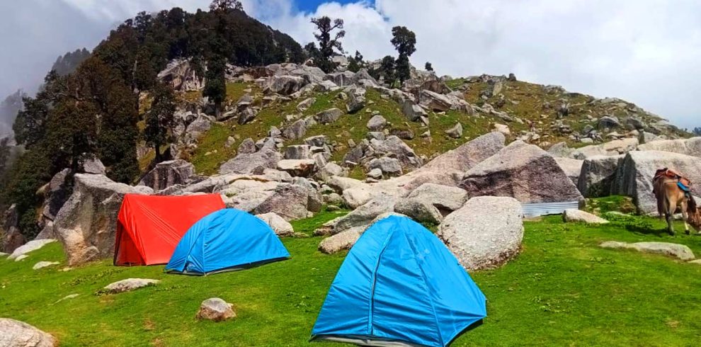 triund hill trekking and camping, trekking in triund, triund camping